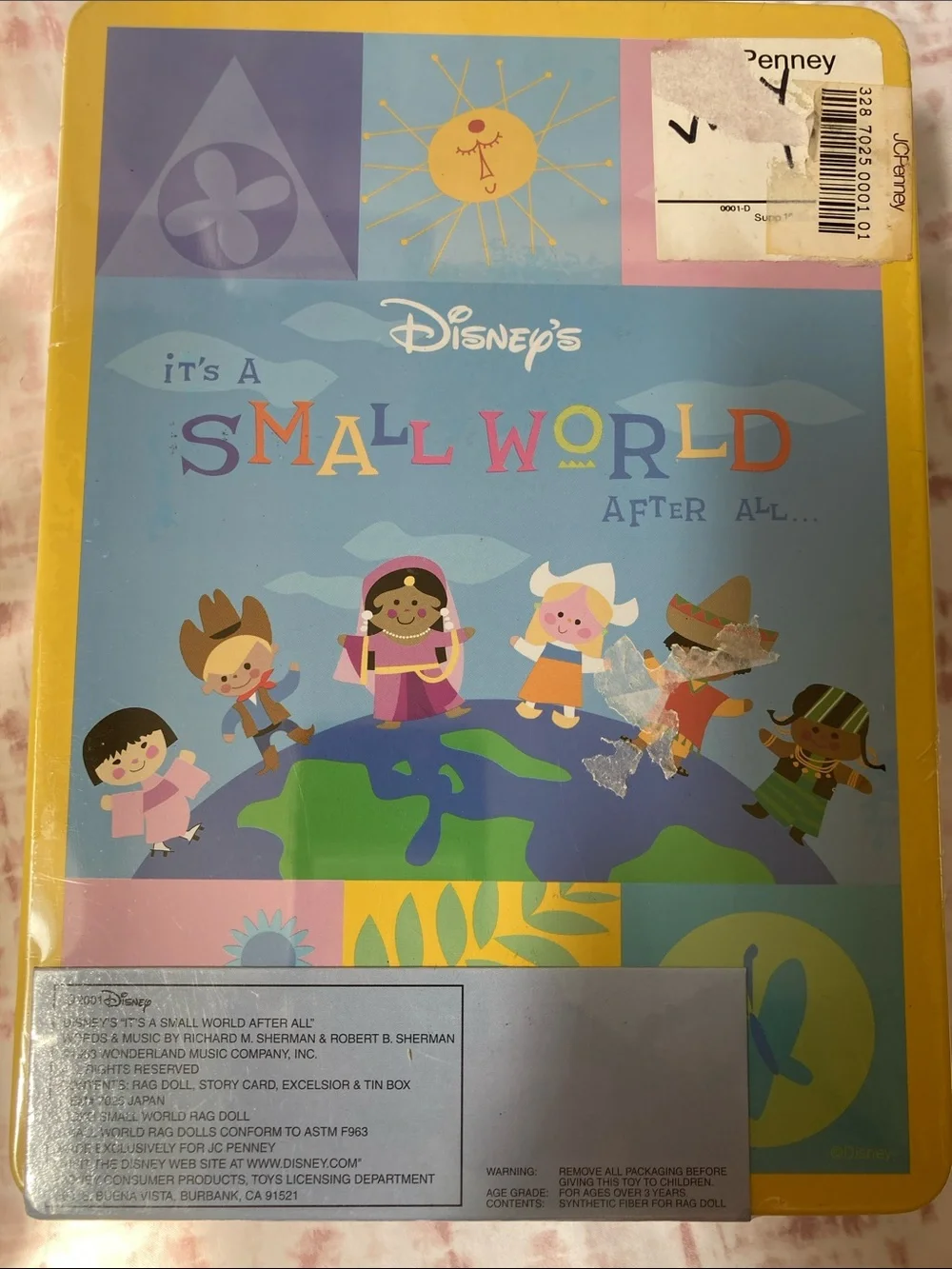 VTG Disney’s It’s A Small World” Musical Kioko Japan Doll Tin Collector Case NEW